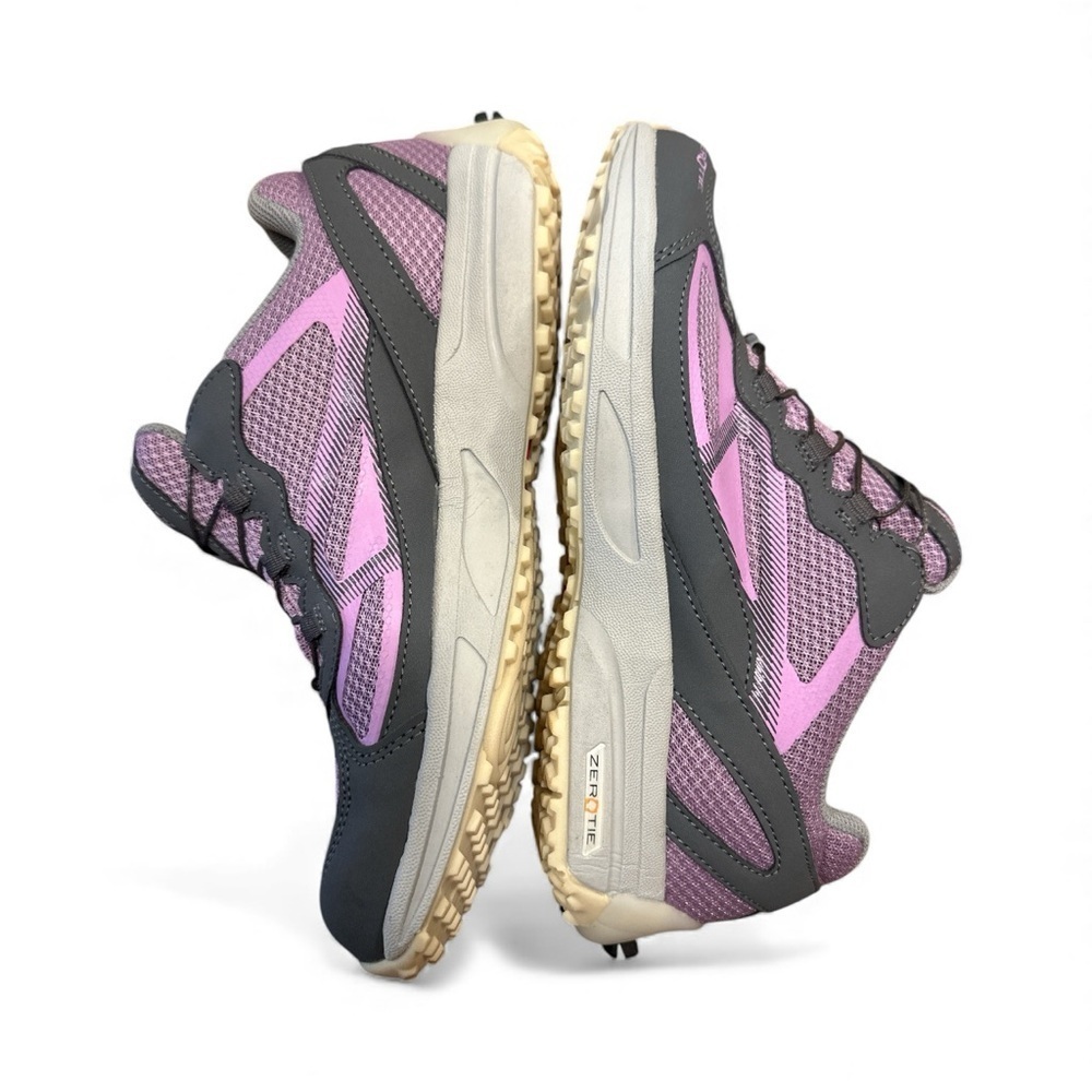 ZeroTie Hands Free Sneakers Size 8.5 Purple Gray Pull On Tying Mechanism On Back - Picture 6 of 14